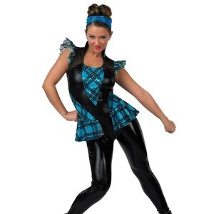 A Wish Come True dance costume U Got The Look, turquoise and black, medium adult